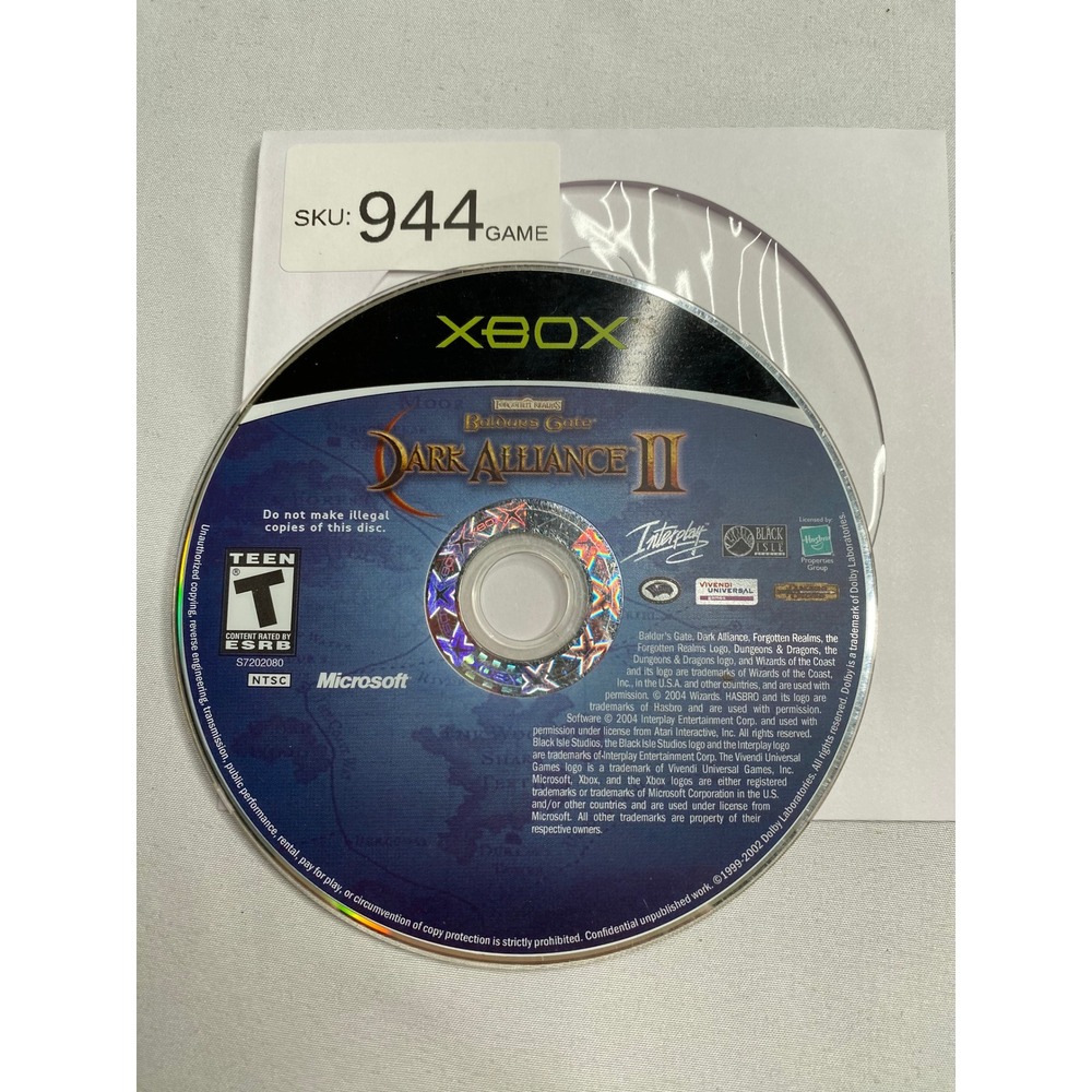 Baldurs Gate Dark Alliance II Microsoft Xbox